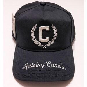 RAISING CANE'S Sportiqe Snapback Hat Cap Cane Crest Black ~ New